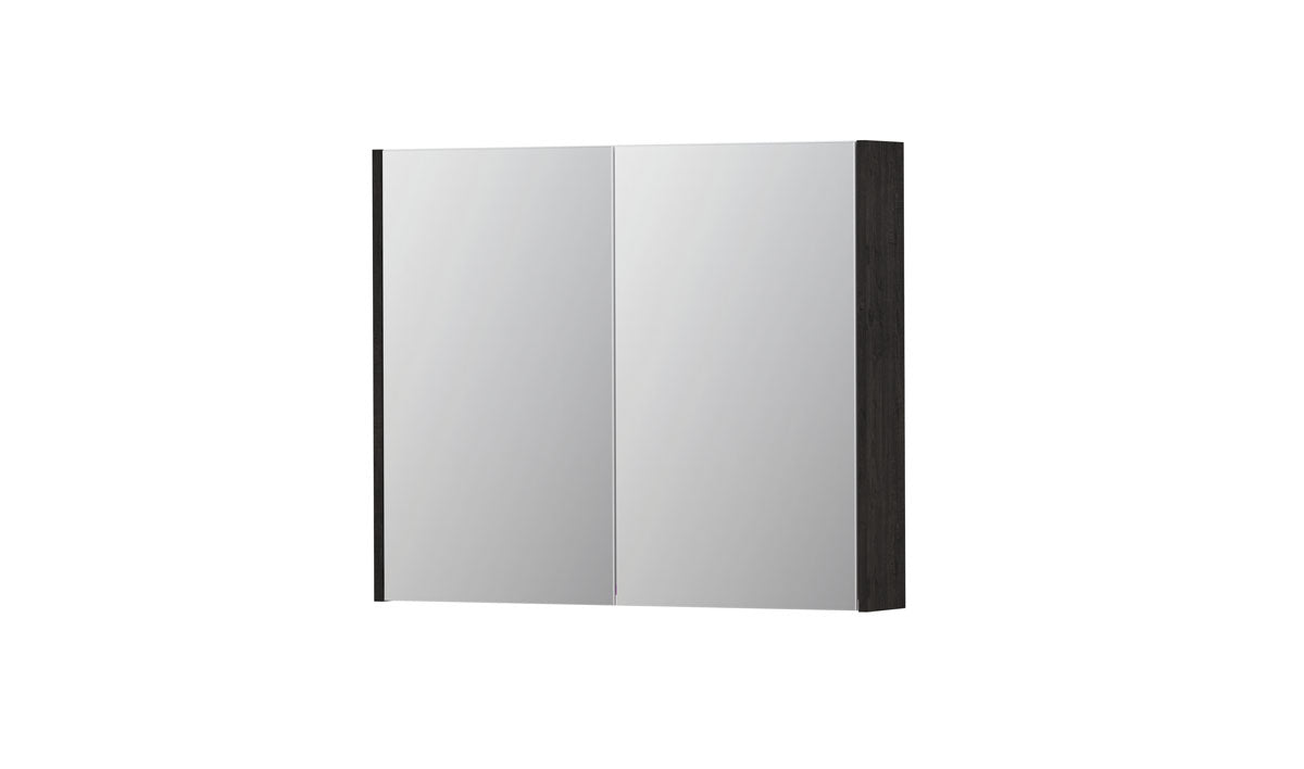 Ink SPK2 spiegelkast 2 deuren - 90x74cm - houtskool eiken