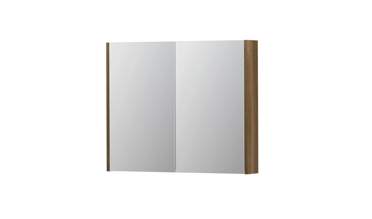 Ink SPK2 spiegelkast 2 deuren - 90x74cm - massief eiken aqua