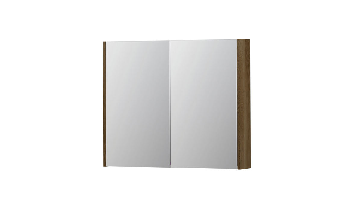 Ink SPK2 spiegelkast 2 deuren - 90x74cm - massief eiken ash grey
