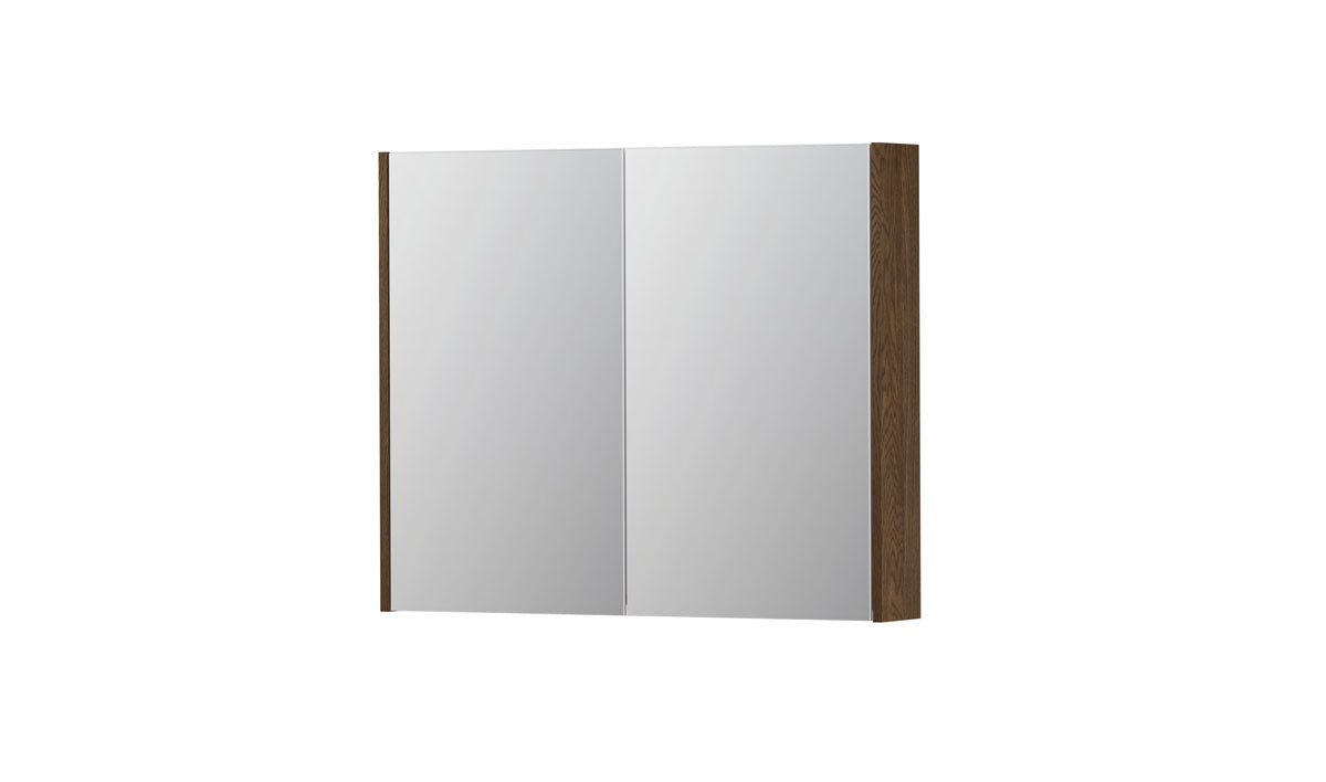 Ink SPK2 spiegelkast 2 deuren - 90x74cm - massief eiken chocolate