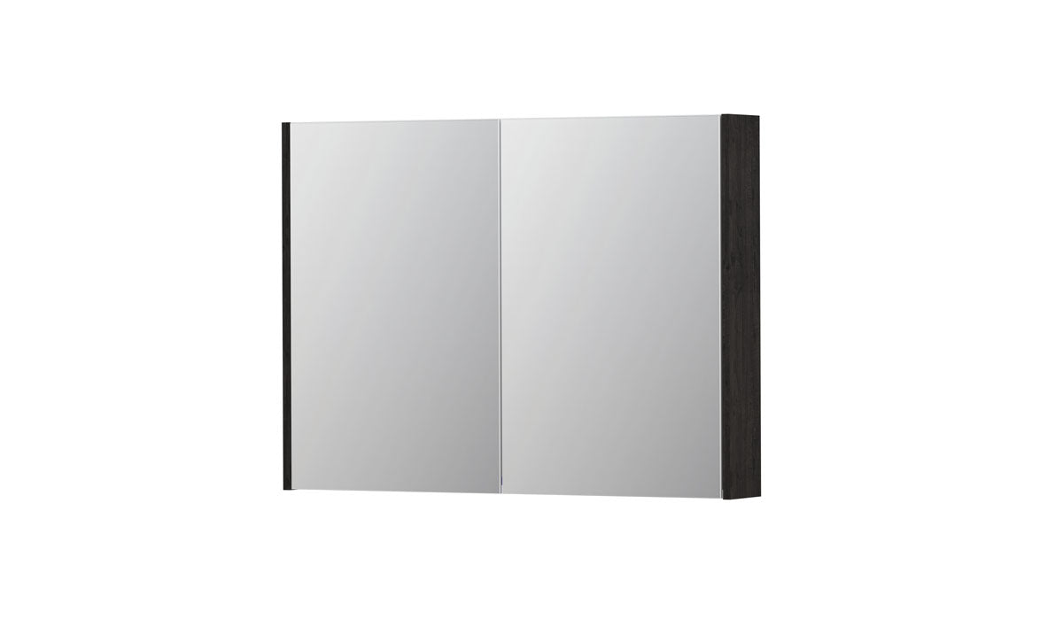 Ink SPK2 spiegelkast 2 deuren - 100x74cm - houtskool eiken