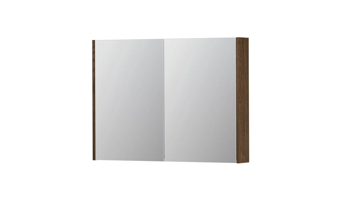 Ink SPK2 spiegelkast 2 deuren - 100x74cm - massief eiken chocolate