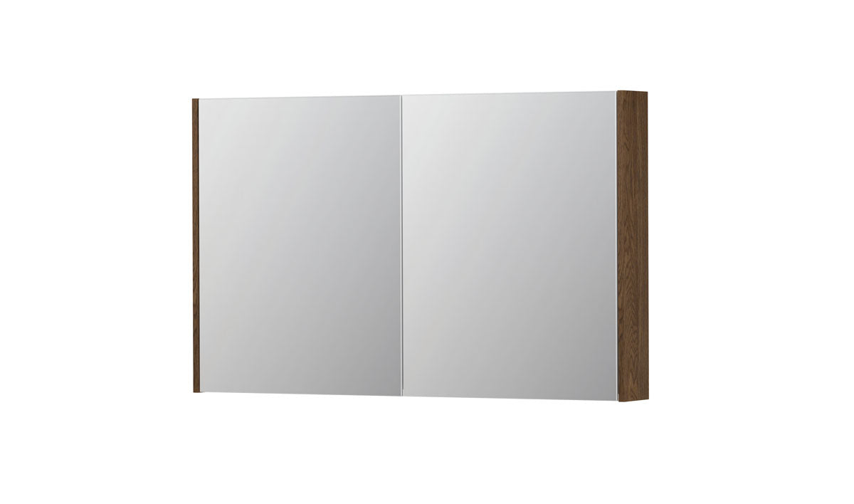 Ink SPK2 spiegelkast 2 deuren - 120x74cm - massief eiken chocolate