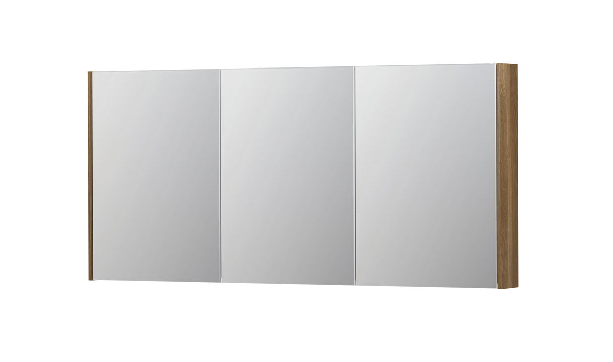 Ink SPK2 spiegelkast 3 deuren - 160x74cm - massief eiken aqua