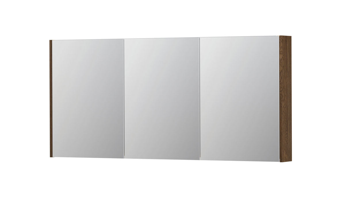 Ink SPK2 spiegelkast 3 deuren - 160x74cm - massief eiken chocolate