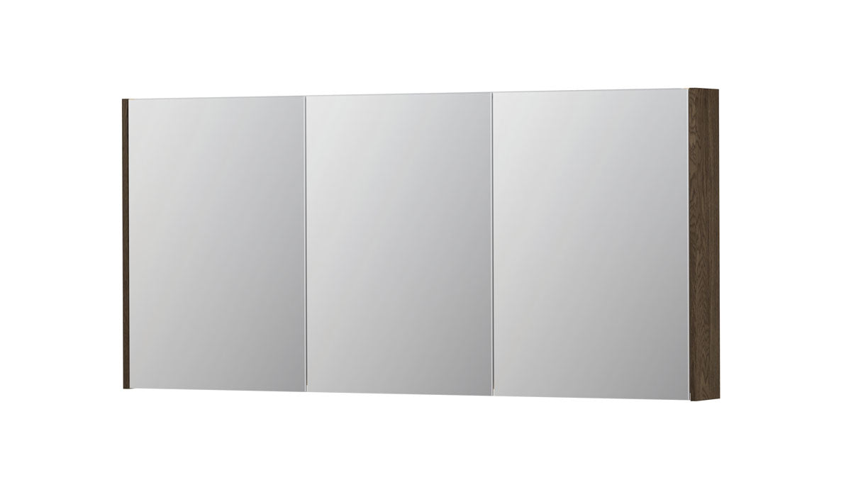 Ink SPK2 spiegelkast 3 deuren - 160x74cm - massief eiken charcoal