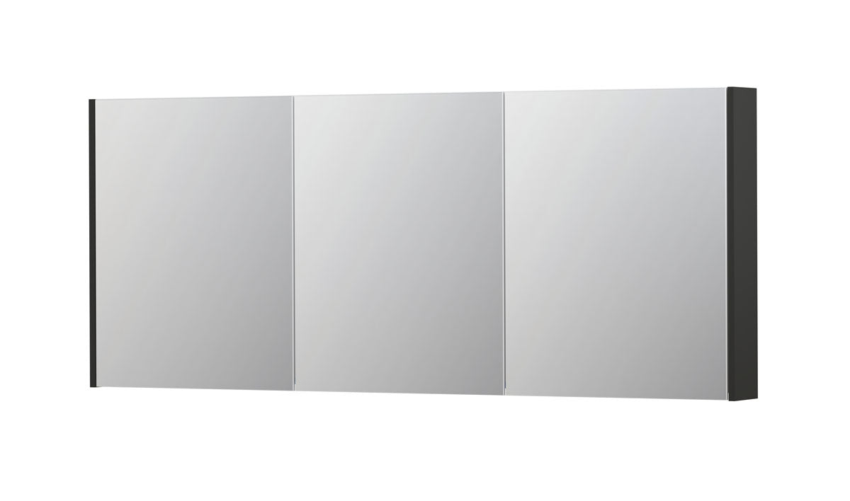 Ink SPK2 spiegelkast 3 deuren - 180x74cm - mat antraciet