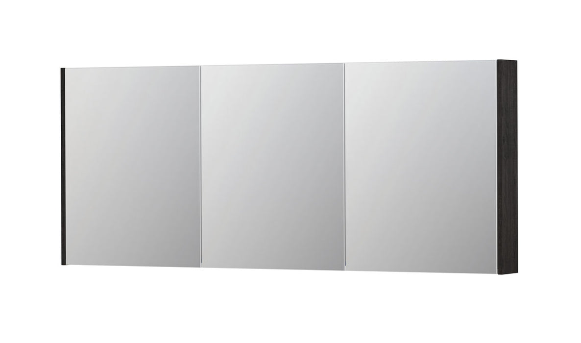 Ink SPK2 spiegelkast 3 deuren - 180x74cm - houtskool eiken