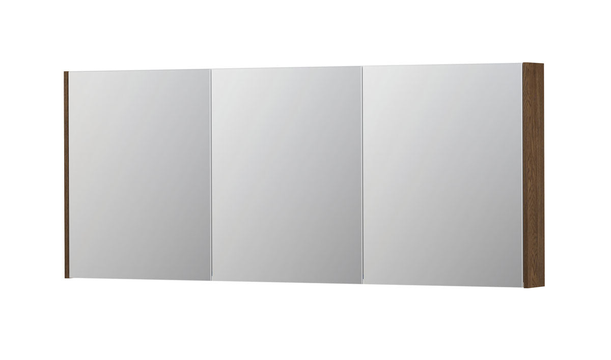 Ink SPK2 spiegelkast 3 deuren - 180x74cm - massief eiken chocolate