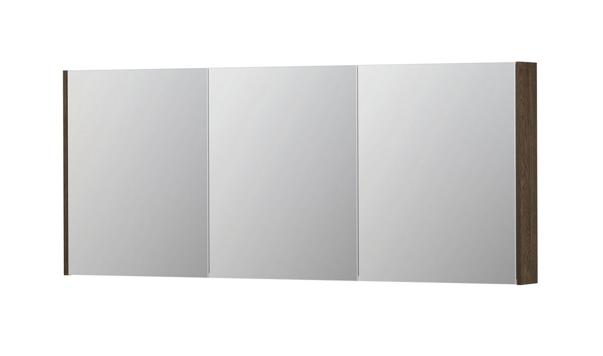 Ink SPK2 spiegelkast 3 deuren - 180x74cm - massief eiken charcoal