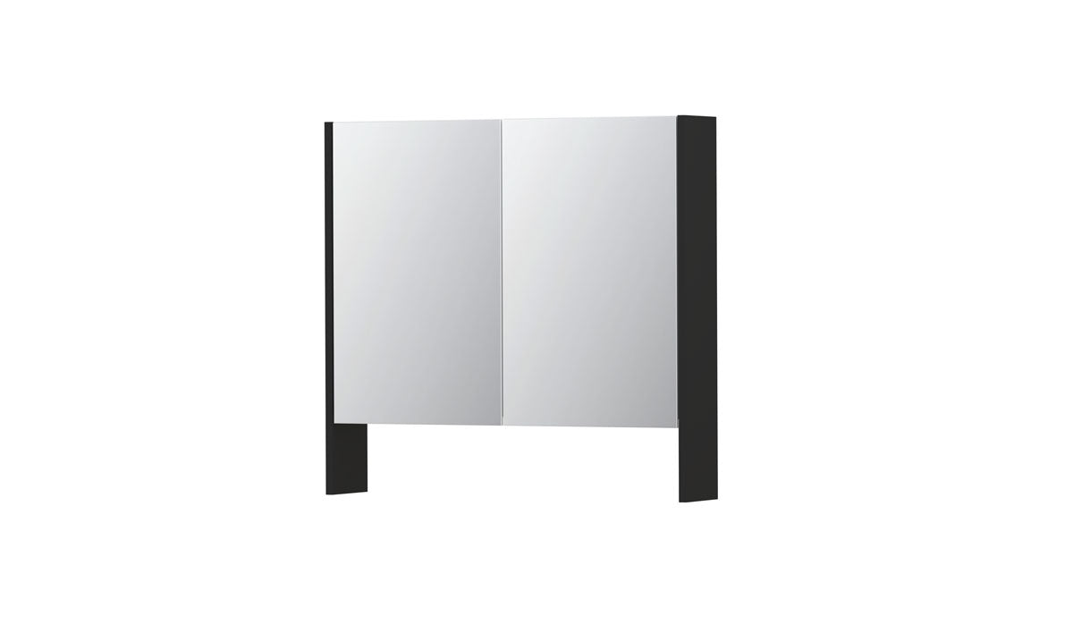Ink SPK3 spiegelkast 2 deuren - 80x74cm - mat zwart