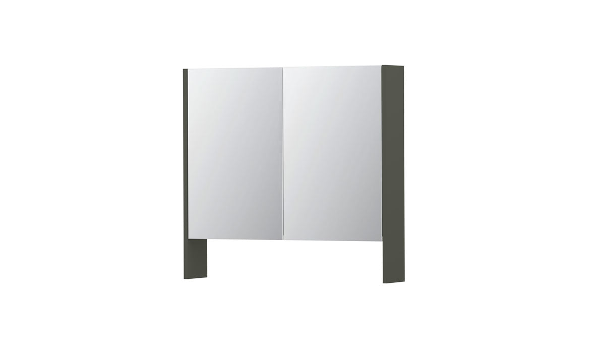 Ink SPK3 spiegelkast 2 deuren - 80x74cm - mat beton groen