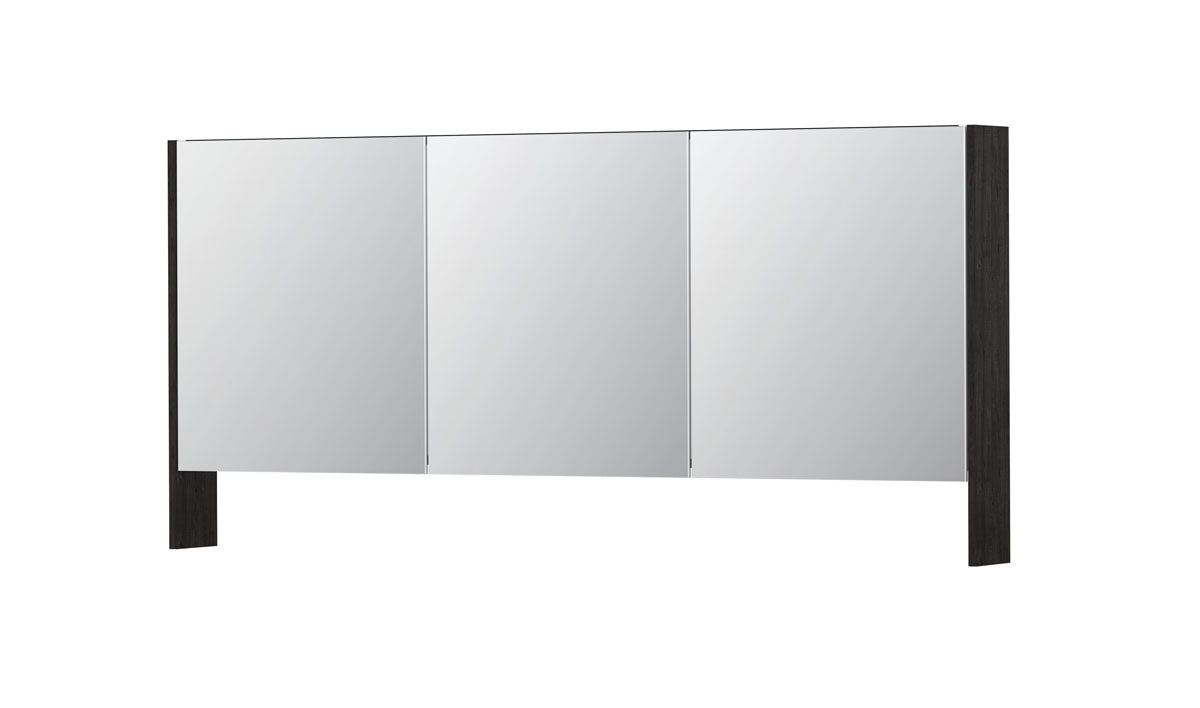 Ink SPK3 spiegelkast 3 deuren - 160x74cm - houtskool eiken