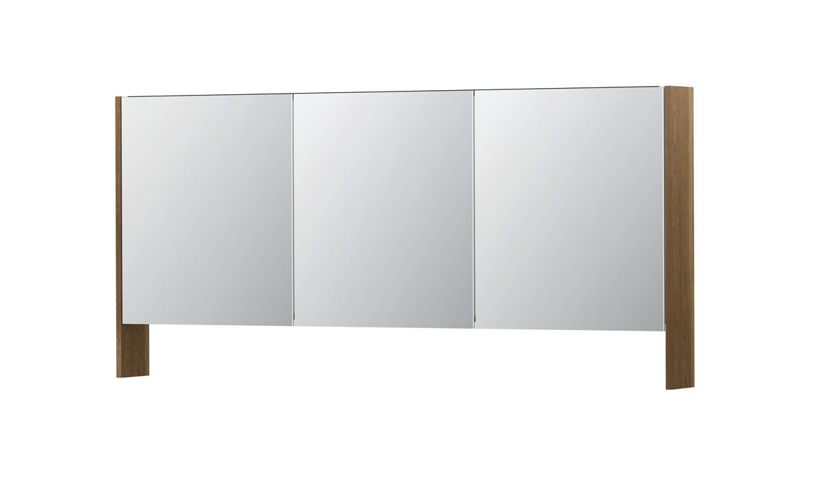 Ink SPK3 spiegelkast 3 deuren - 160x74cm - massief eiken aqua