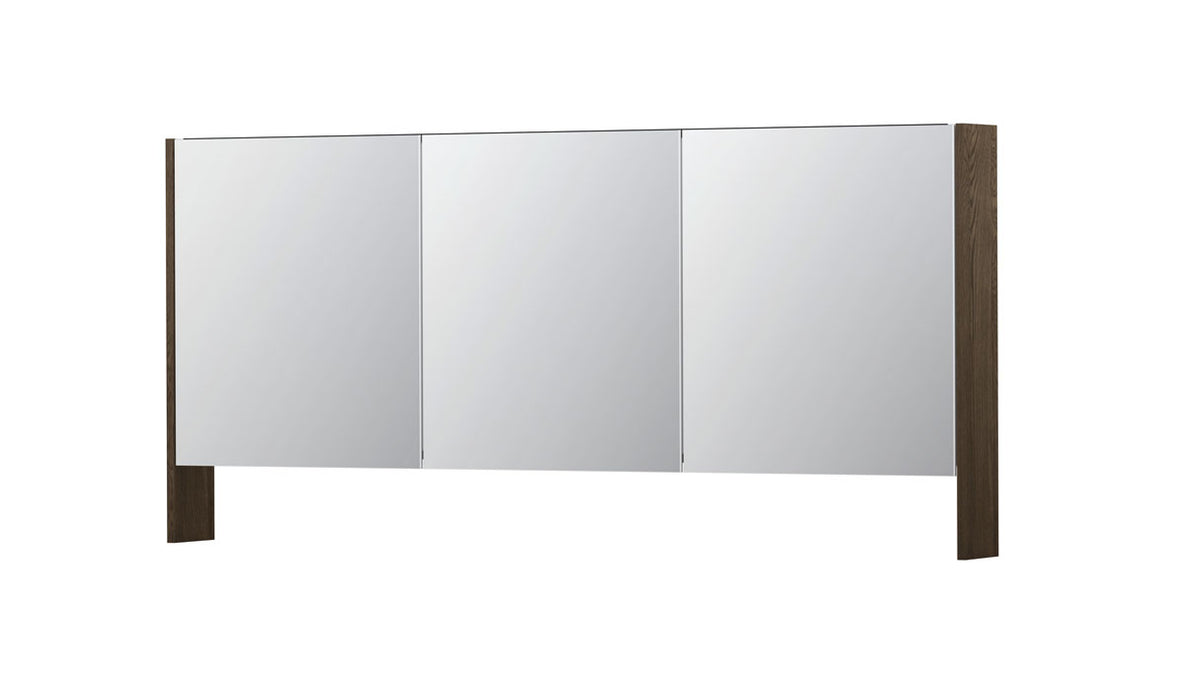 Ink SPK3 spiegelkast 3 deuren - 160x74cm - massief eiken charcoal
