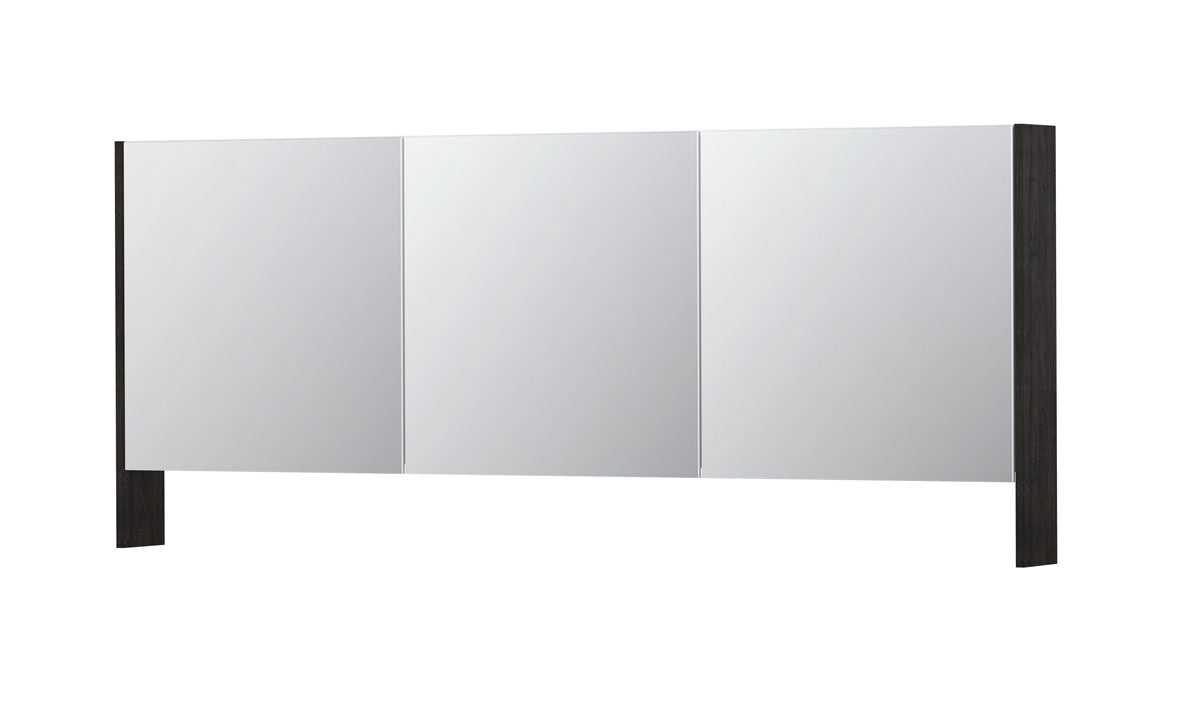 Ink SPK3 spiegelkast 3 deuren - 180x74cm - houtskool eiken