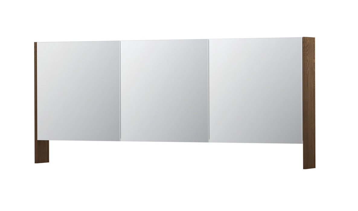 Ink SPK3 spiegelkast 3 deuren - 180x74cm - massief eiken chocolate