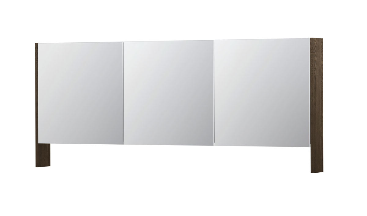 Ink SPK3 spiegelkast 3 deuren - 180x74cm - massief eiken charcoal