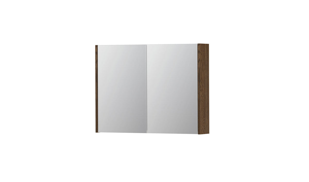 Ink SPK1 spiegelkast 2 deuren - 80x60cm - massief eiken chocolate