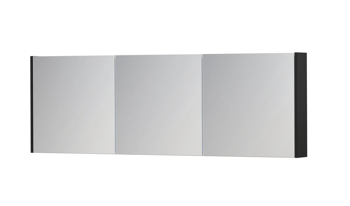 Ink SPK1 spiegelkast 3 deuren - 180x60cm - mat zwart