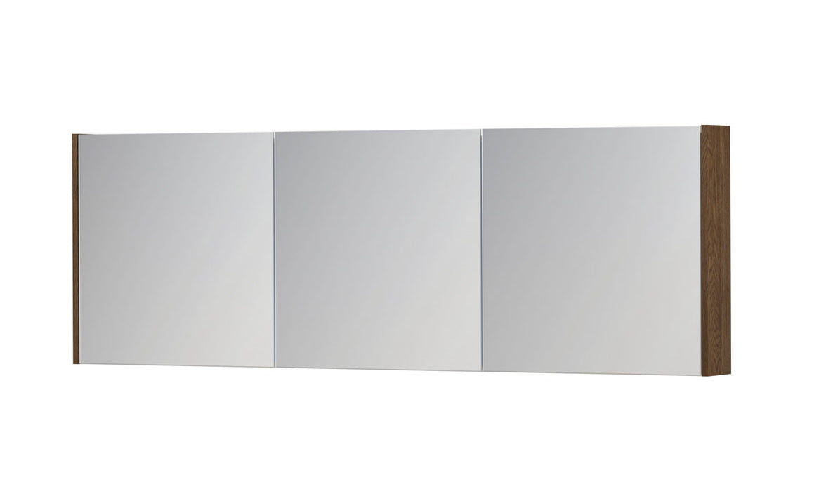Ink SPK1 spiegelkast 3 deuren - 180x60cm - massief eiken chocolate