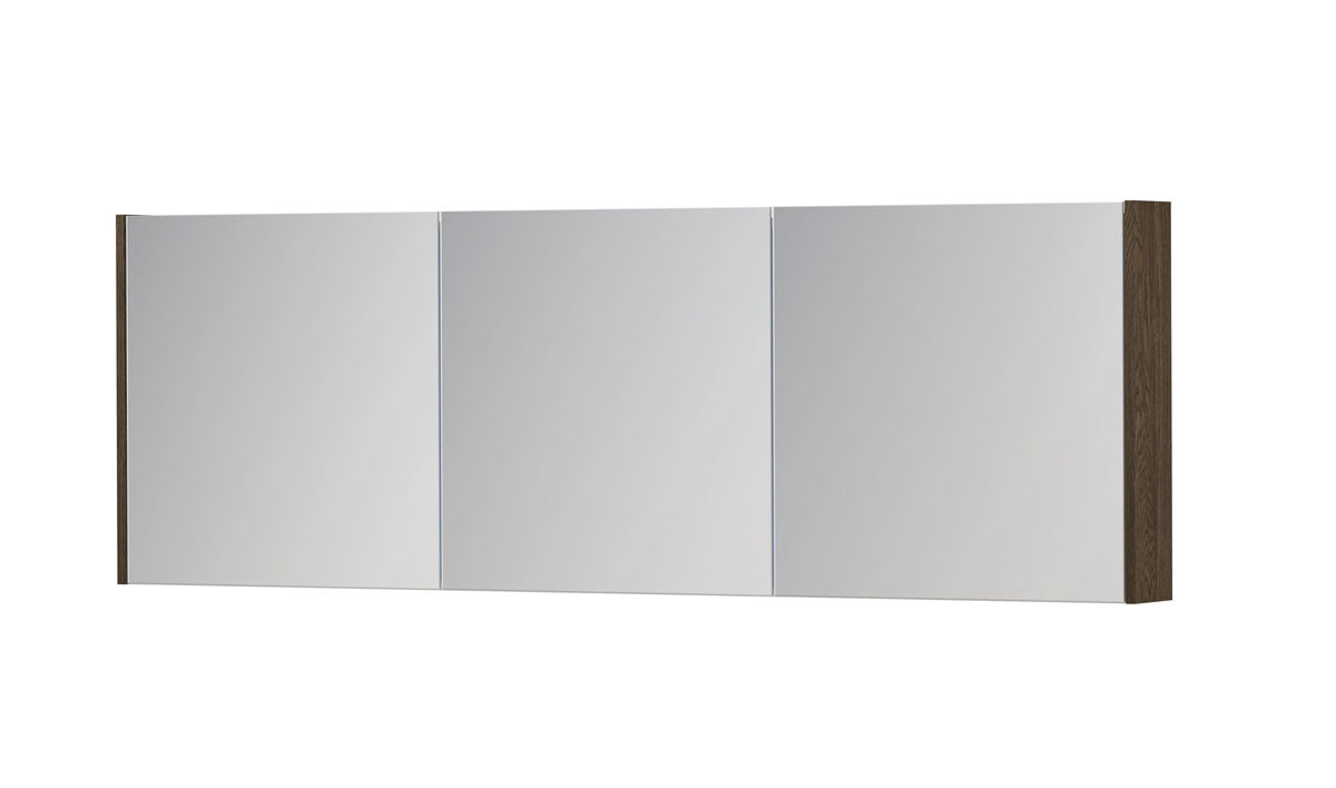 Ink SPK1 spiegelkast 3 deuren - 180x60cm - massief eiken charcoal