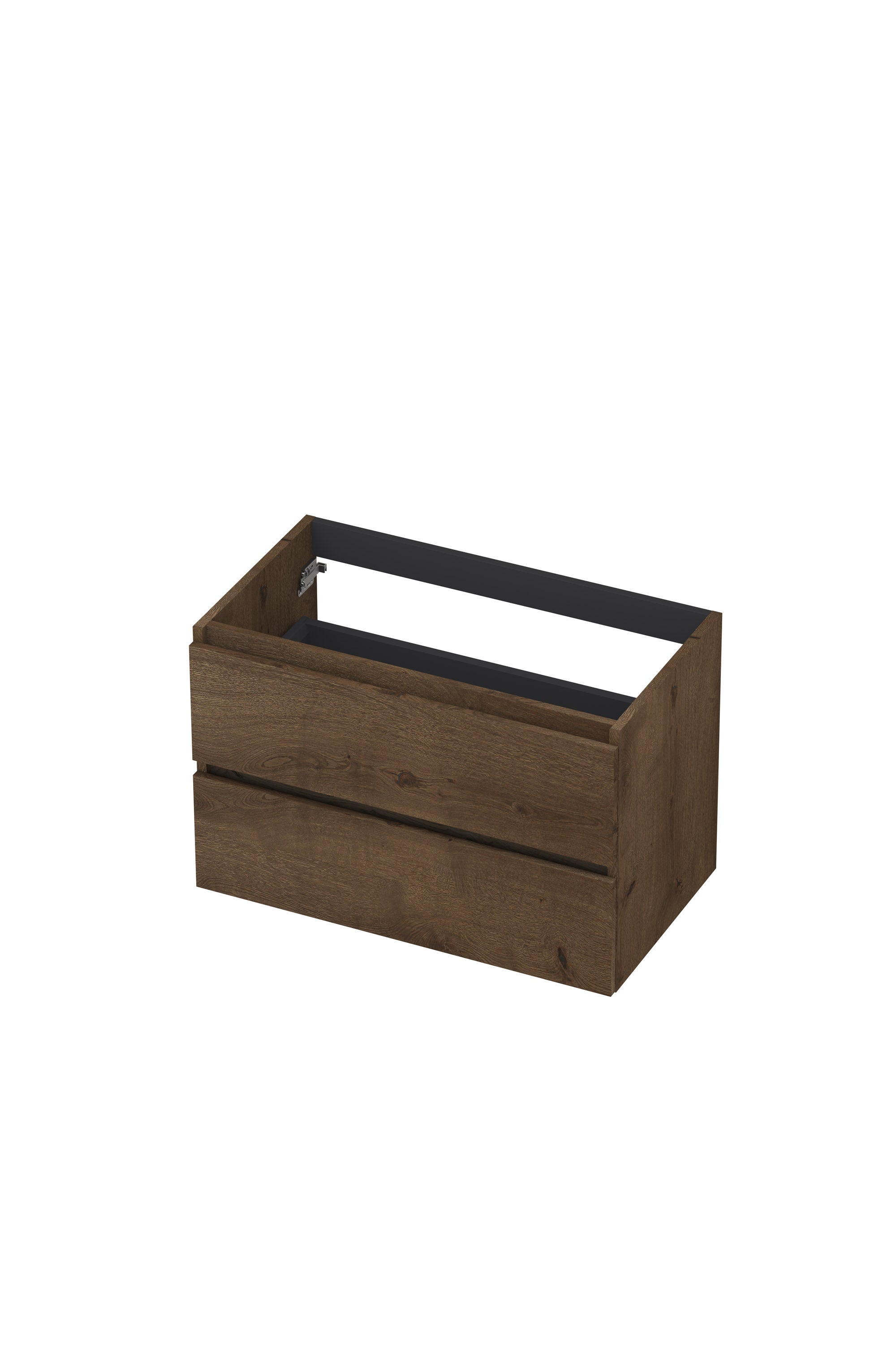 Ink onderkast 80x45cm - greeploos - 2 lades - fineer chocolate