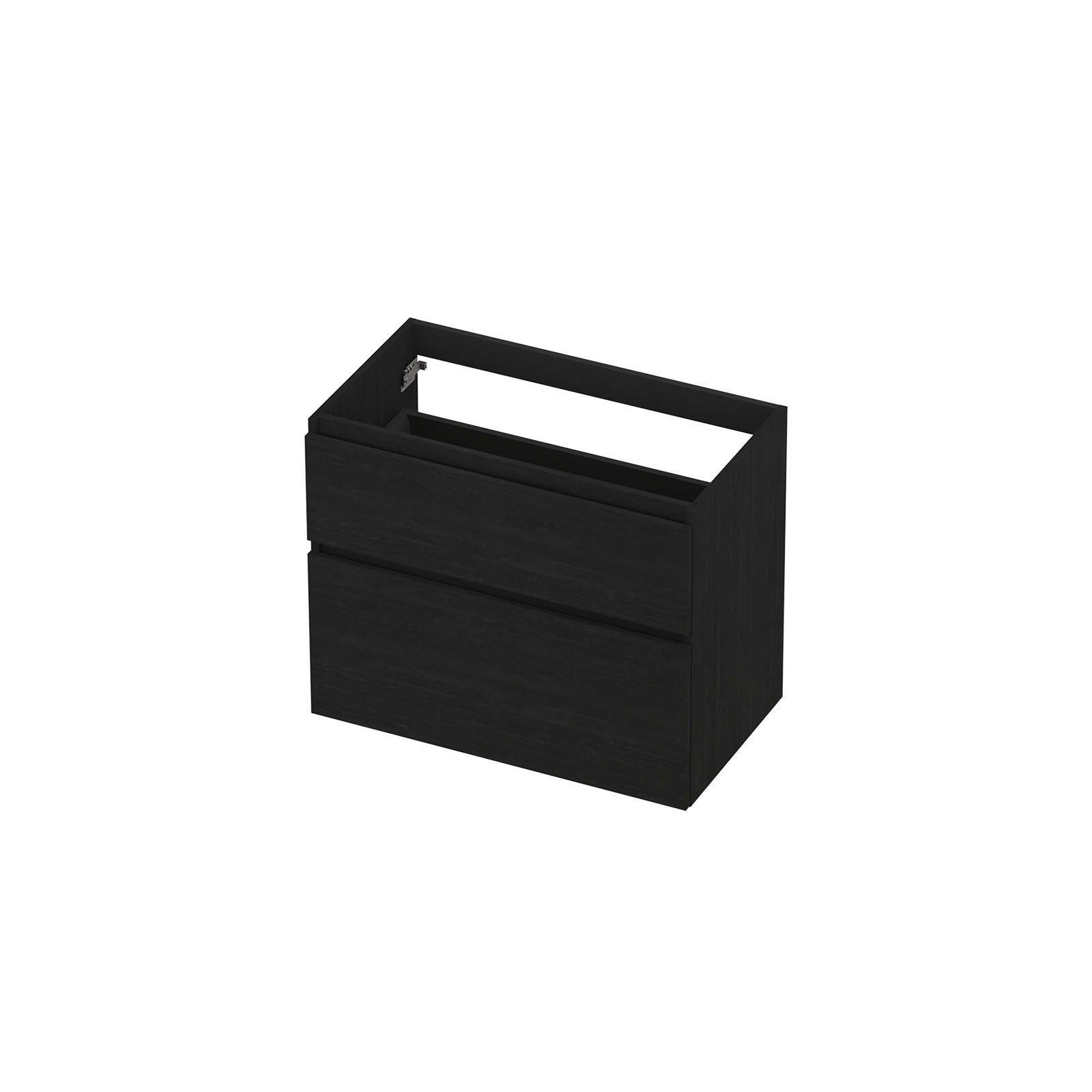 Ink onderkast 80x45cm - greeploos - 2 lades asymmetrisch - fineer matt intens black