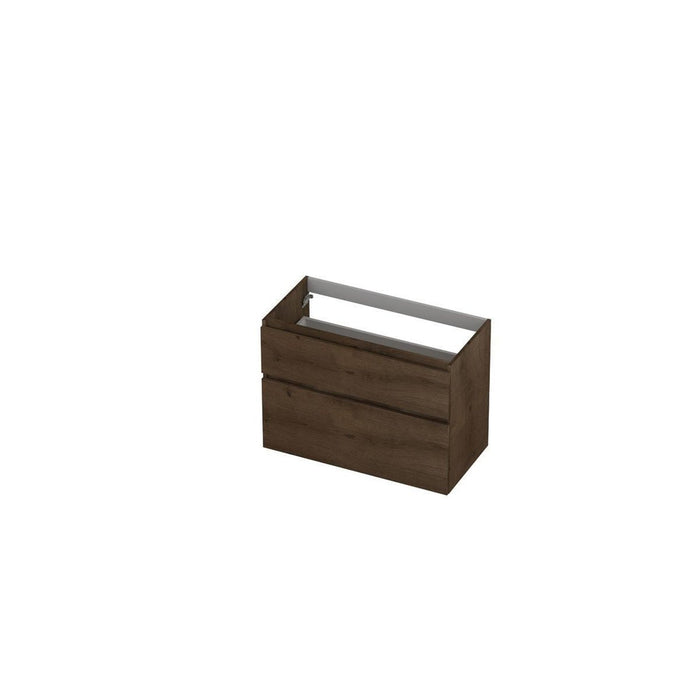 Ink onderkast 90x45cm - greeploos - 2 lades asymmetrisch - fineer chocolate