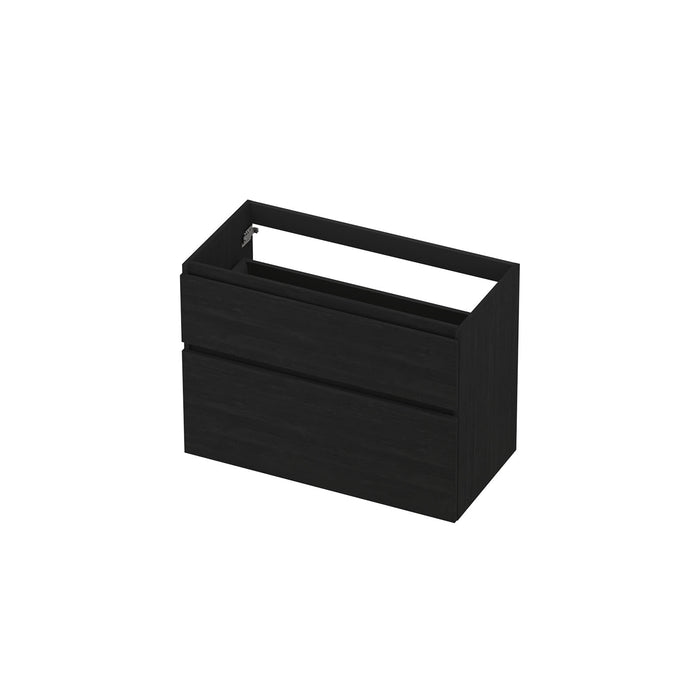 Ink onderkast 90x45cm - greeploos - 2 lades asymmetrisch - fineer matt intens black