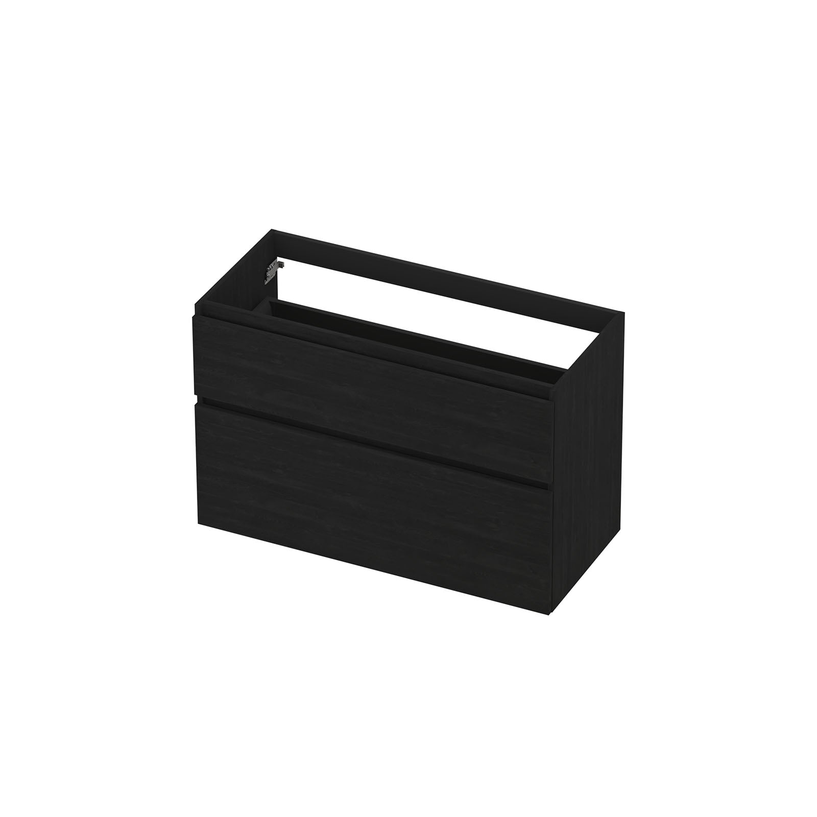 Ink onderkast 100x45cm - greeploos - 2 lades asymmetrisch - fineer matt intens black