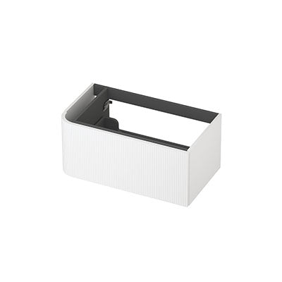 Ink Concept R links afgeronde onderkast 1 lade - 80x45cm - ribbel - mat wit