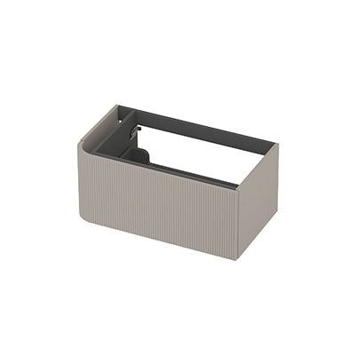 Ink Concept R links afgeronde onderkast 1 lade - 80x45cm - ribbel - mat kasjmier grijs