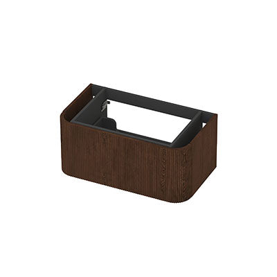Ink Concept R afgeronde onderkast 1 lade - 80x45cm - ribbel - fineer shadow
