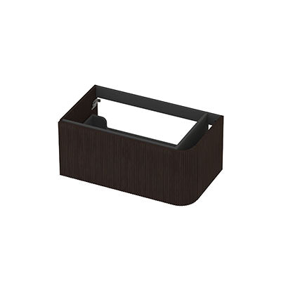 Ink Concept R rechts afgeronde onderkast 1 lade - 80x45cm - ribbel - fineer dark