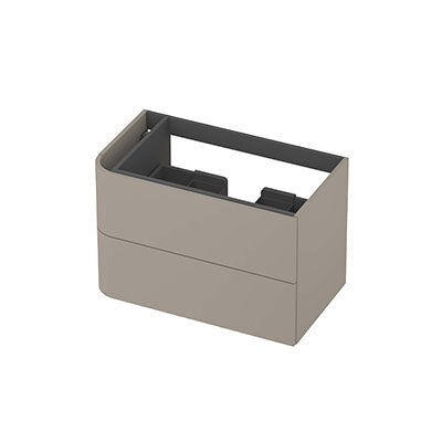 Ink Concept R links afgeronde onderkast 2 lades - 80x45cm - glad - Mat creme cotton