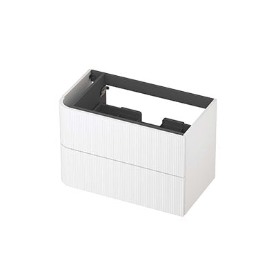 Ink Concept R links afgeronde onderkast 2 lades - 80x45cm - ribbel -  mat wit