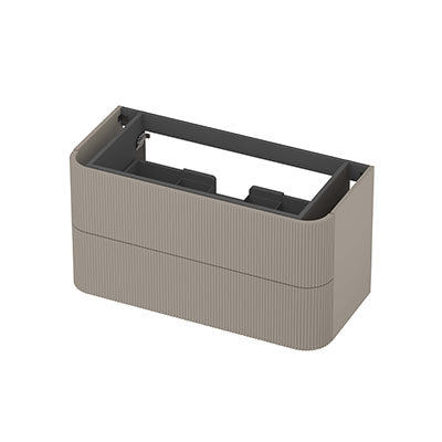 Ink Concept R afgeronde onderkast 2 lades - 100x45cm - ribbel - Mat creme cotton