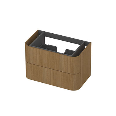 Ink Concept R afgeronde onderkast 2 lades - 80x45cm - glad - fineer light