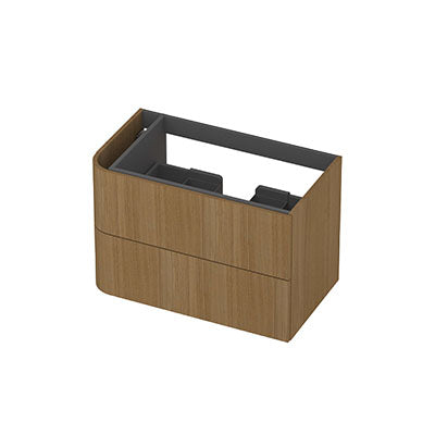 Ink Concept R links afgeronde onderkast 2 lades - 80x45cm - glad - fineer light
