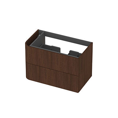 Ink Concept R links afgeronde onderkast 2 lades - 80x45cm - glad - fineer shadow