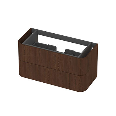 Ink Concept R afgeronde onderkast 2 lades - 100x45cm - glad - fineer shadow