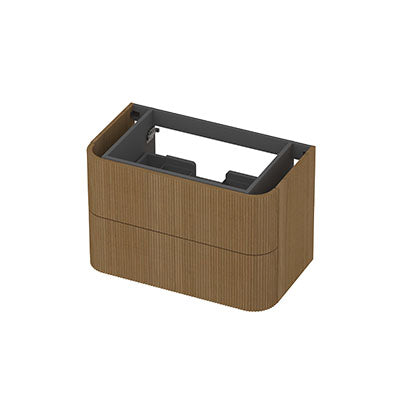 Ink Concept R afgeronde onderkast 2 lades - 80x45cm - ribbel - fineer light