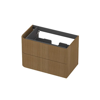 Ink Concept R links afgeronde onderkast 2 lades - 80x45cm - ribbel - fineer light
