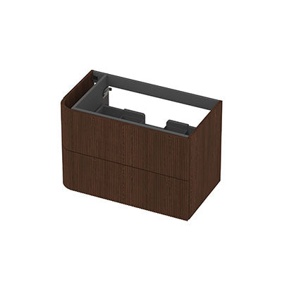 Ink Concept R links afgeronde onderkast 2 lades - 80x45cm - ribbel - fineer shadow