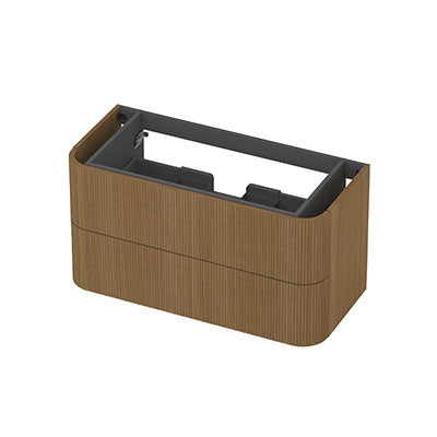 Ink Concept R afgeronde onderkast 2 lades - 100x45cm - ribbel - fineer light