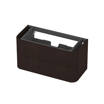 Ink Concept R afgeronde onderkast 2 lades - 100x45cm - ribbel - fineer dark