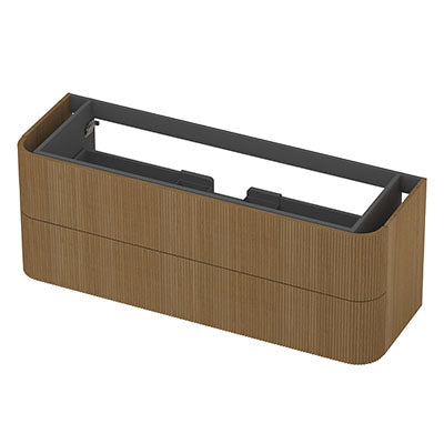 Ink Concept R afgeronde onderkast 2 lades - 140x45cm - ribbel - fineer light