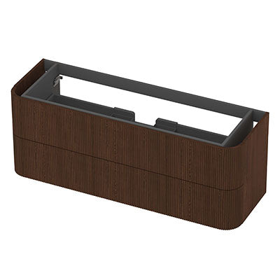 Ink Concept R afgeronde onderkast 2 lades - 140x45cm - ribbel - fineer shadow