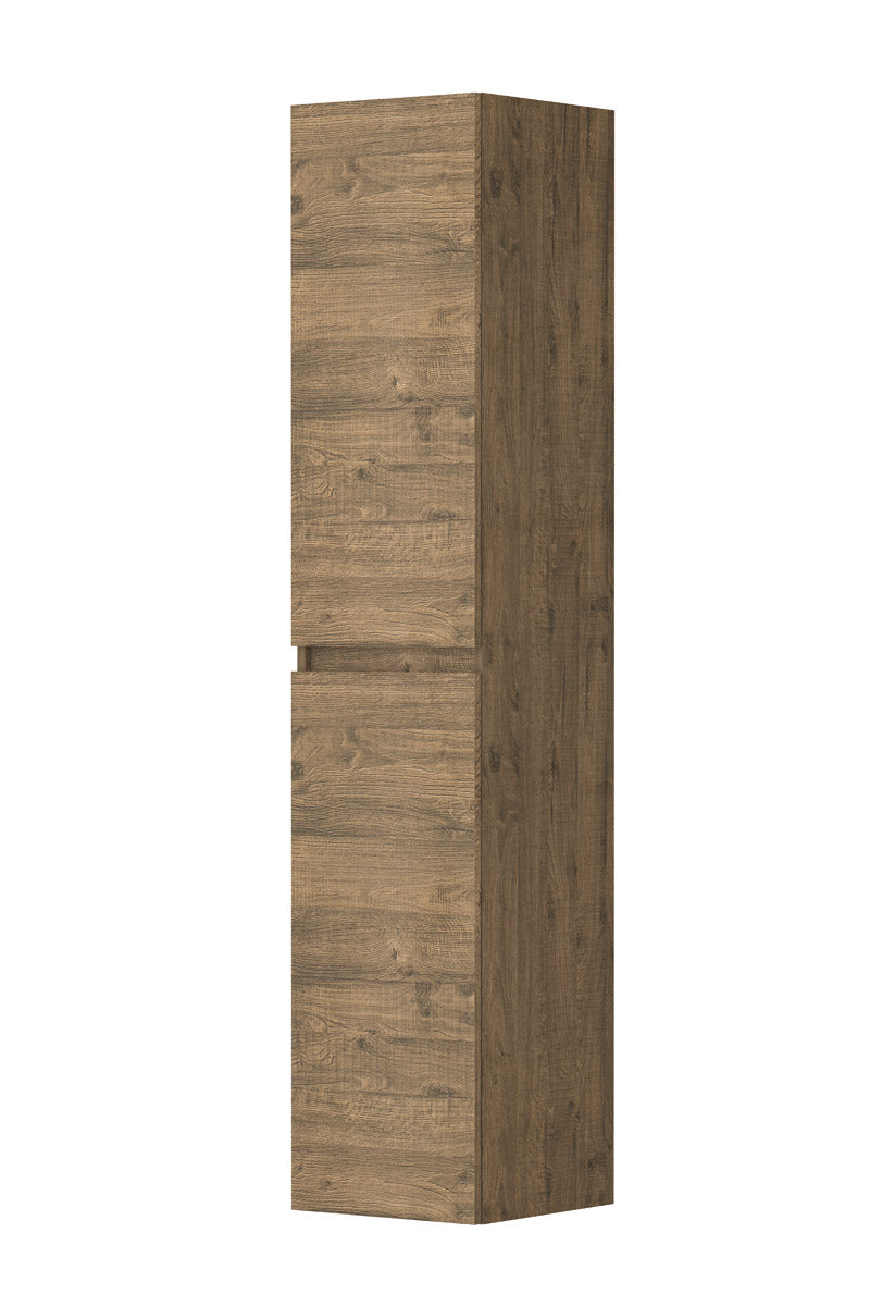 Ink Hoge kast universeel 2 deuren greeploos houten keerlijst - 4 glazen planchettes - naturel eiken - 35x37x169cm